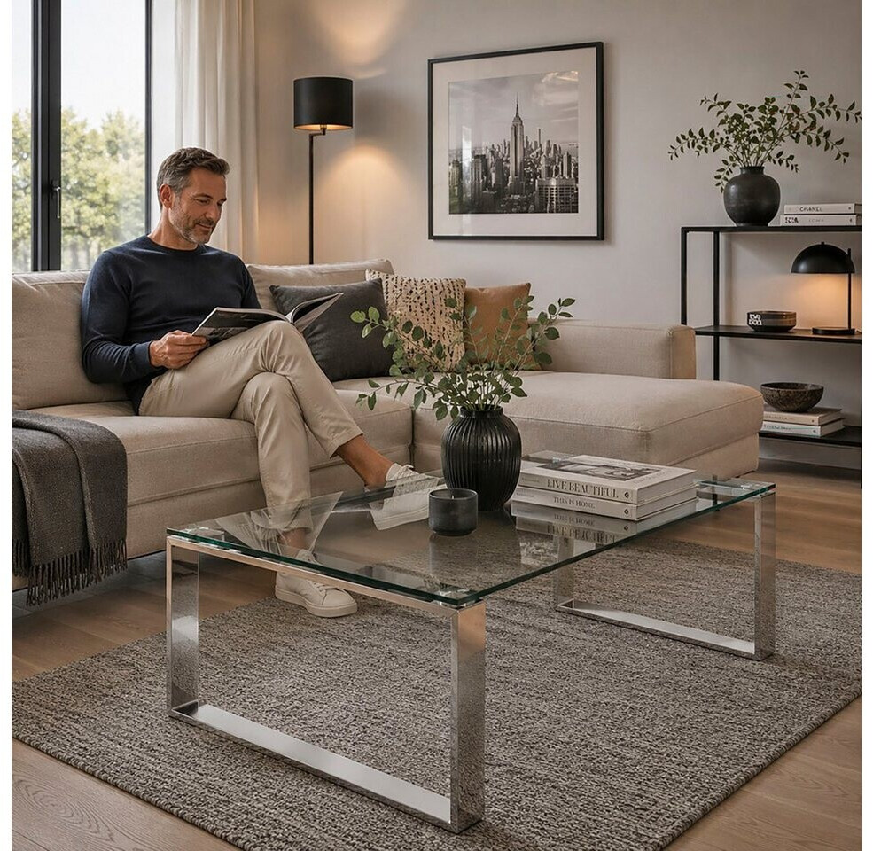 CarryHome Couchtisch Edelstahl Metall Glas rechteckig Kufe 60x40x120 cm ab 153,32 € (Oktober 2026)