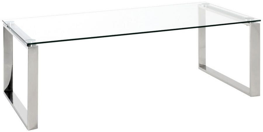 CarryHome Coffee table stainless steel metal glass rectangular runner 60x40x120 cm