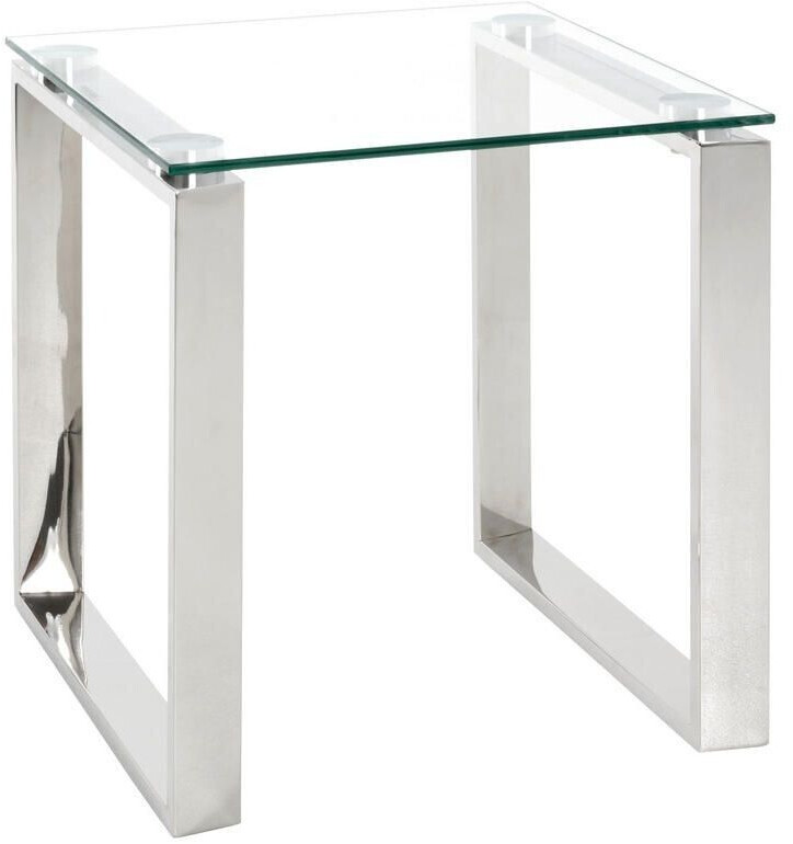 CarryHome Side table stainless steel metal glass runner 42x45x42 cm