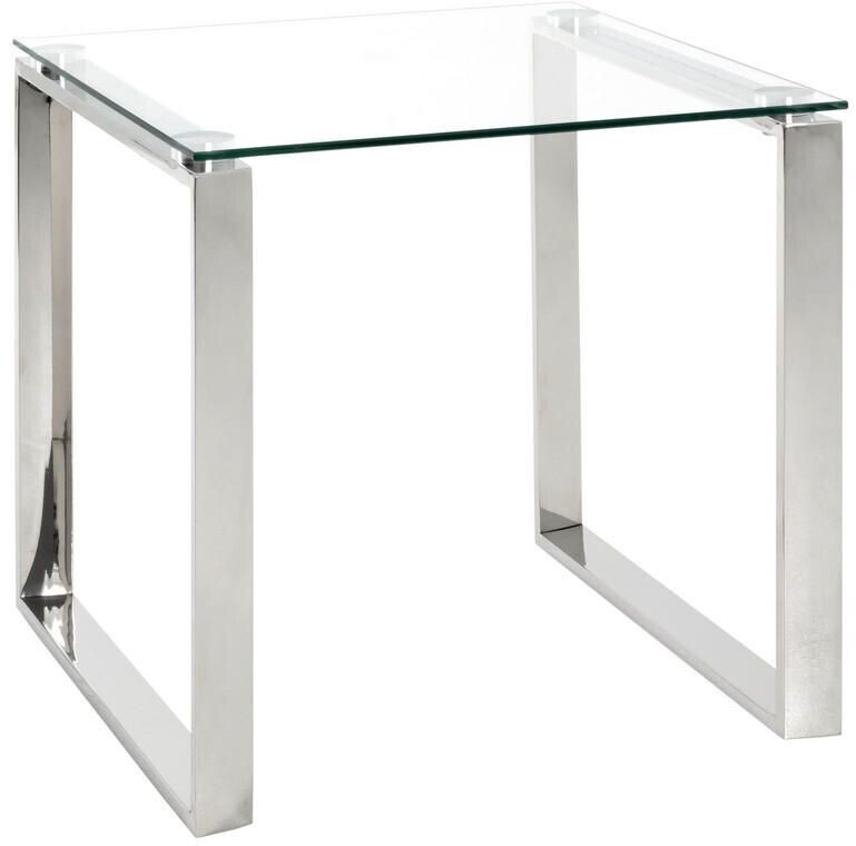 CarryHome Side table stainless steel metal glass square runner 55x55x55 cm