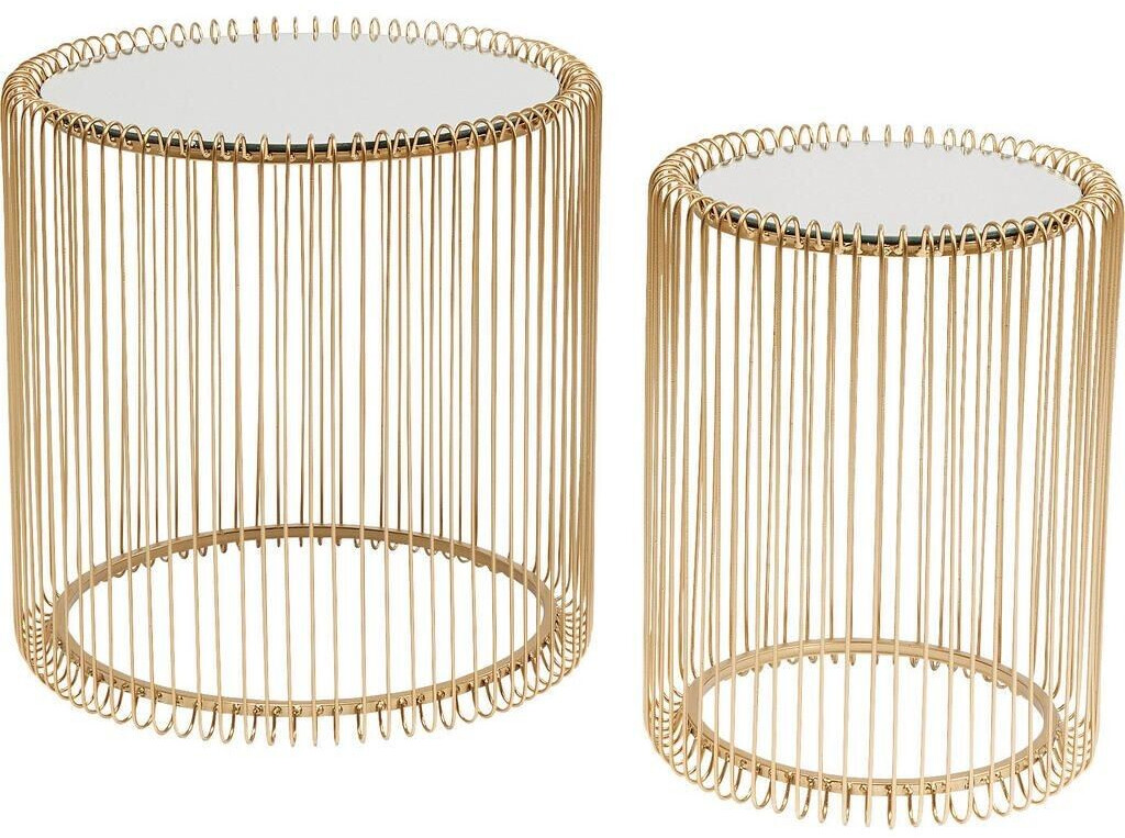 KARE Side table set brass metal glass 2-piece round 32.5-44x42-45x32.5-44 cm