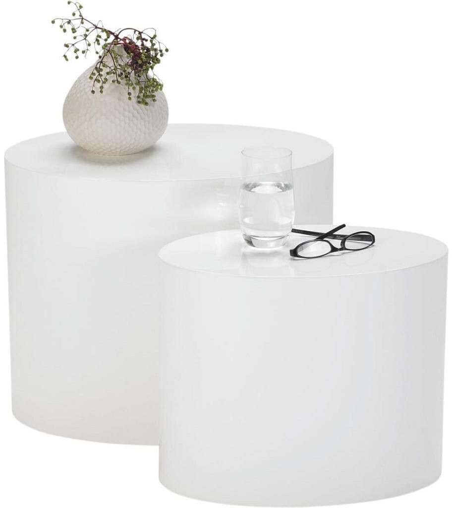 Livetastic Coffee table set white oval 24.5x40x33 cm/33x48x40 cm