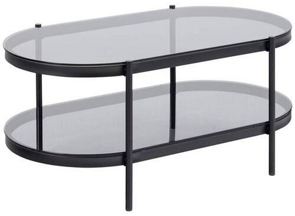 Mid.you Coffee table gray glass oval 50x42x95 cm