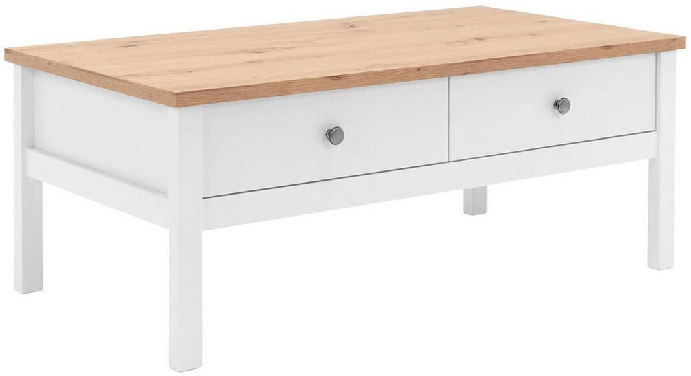 Mid.you Coffee table white metal 2 drawers rectangular 60x40x100 cm
