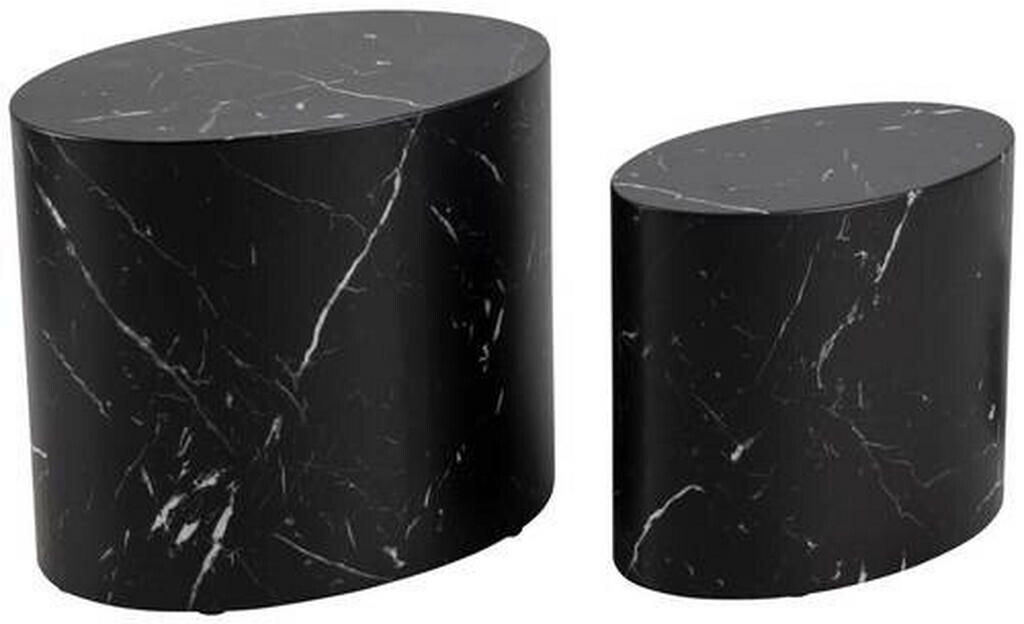 Mid.you Side table set black 2-piece marble look oval 48x40x33 cm