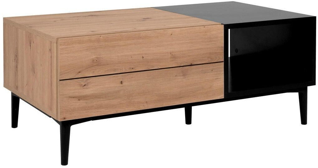 Mid.you Coffee table black oak 1 drawer rectangular conical 55x40x100 cm