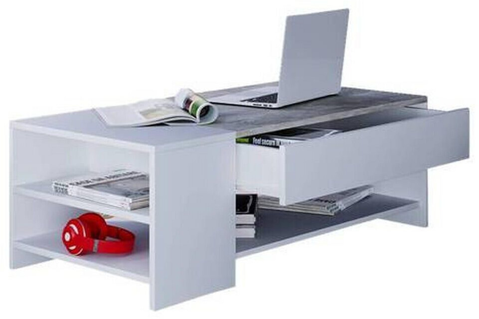 Mid.you Coffee table gray white 1 drawer rectangular 50x35x100 cm