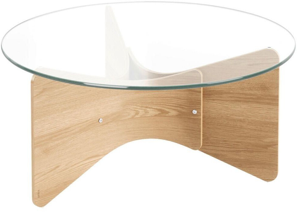 Umbra Side table natural glass ash eucalyptus wood 83.8x37.7x83.8 cm glass side tables