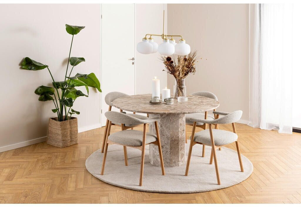 Mid.you Armlehnstuhl Beige massiv rund 56x75.5x54 cm (1749027201 