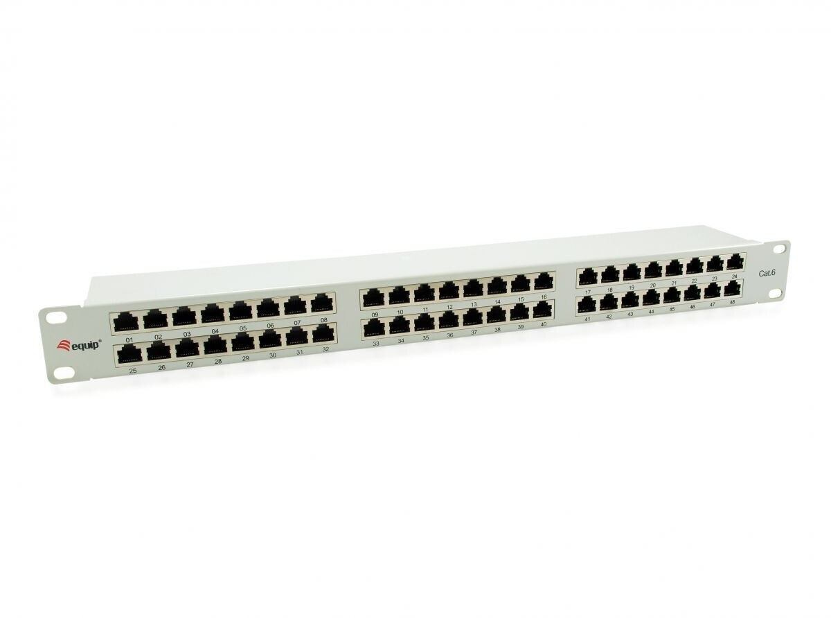 Equip 48-Port Cat.6 Shielded Patch Panel, Light Grey (326349)