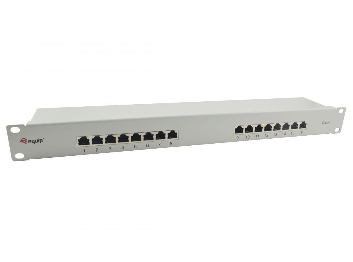 Equip 16-Port Cat.6 Shielded Patch Panel, Light Grey (326317)