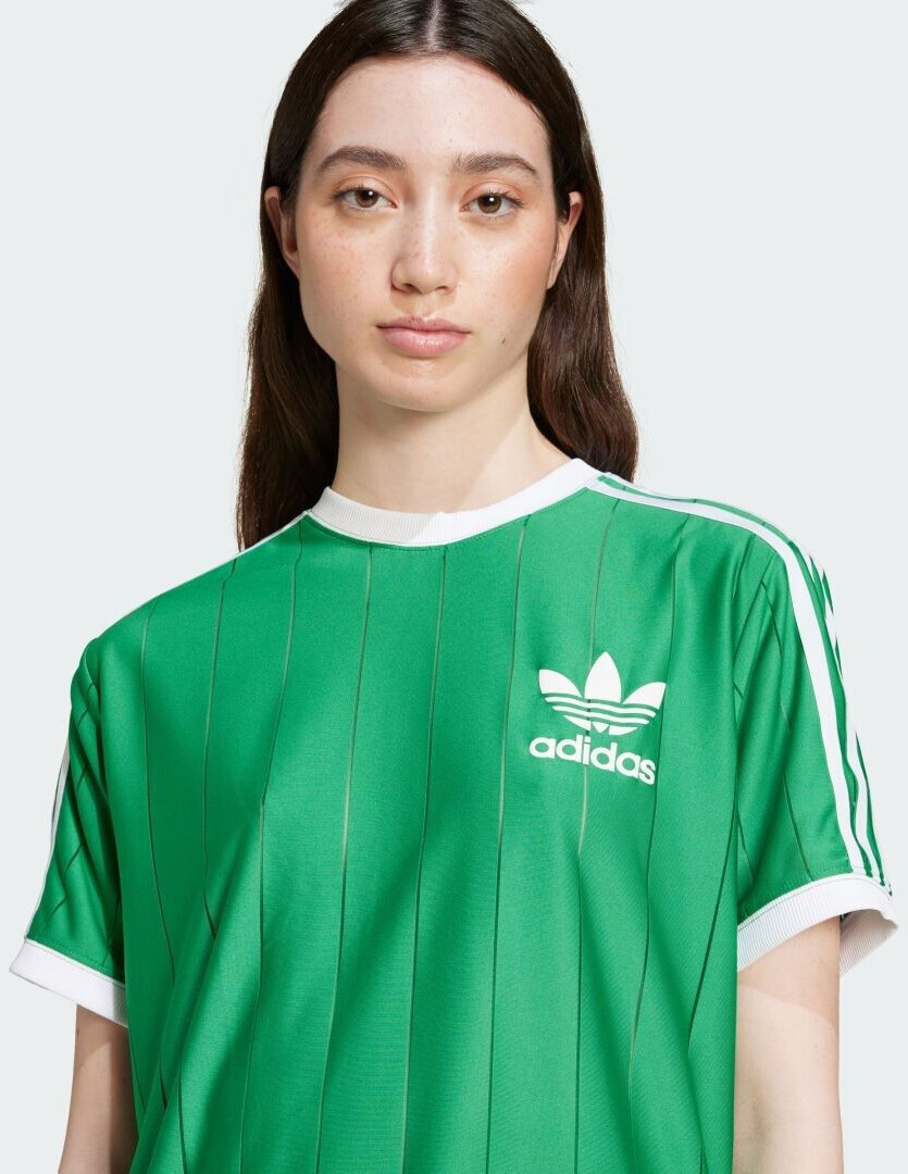 White adidas top with green stripes discount