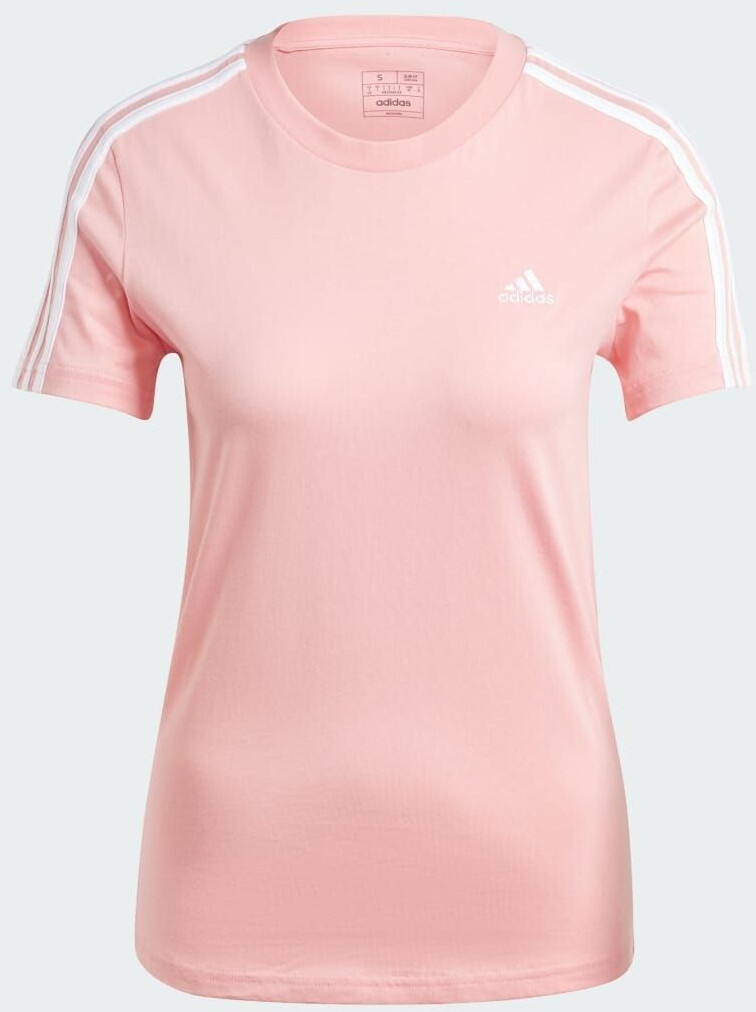 Adidas LOUNGEWEAR Essentials Slim 3-Stripes T-Shirt (IY4200) Semi pink Spark/white