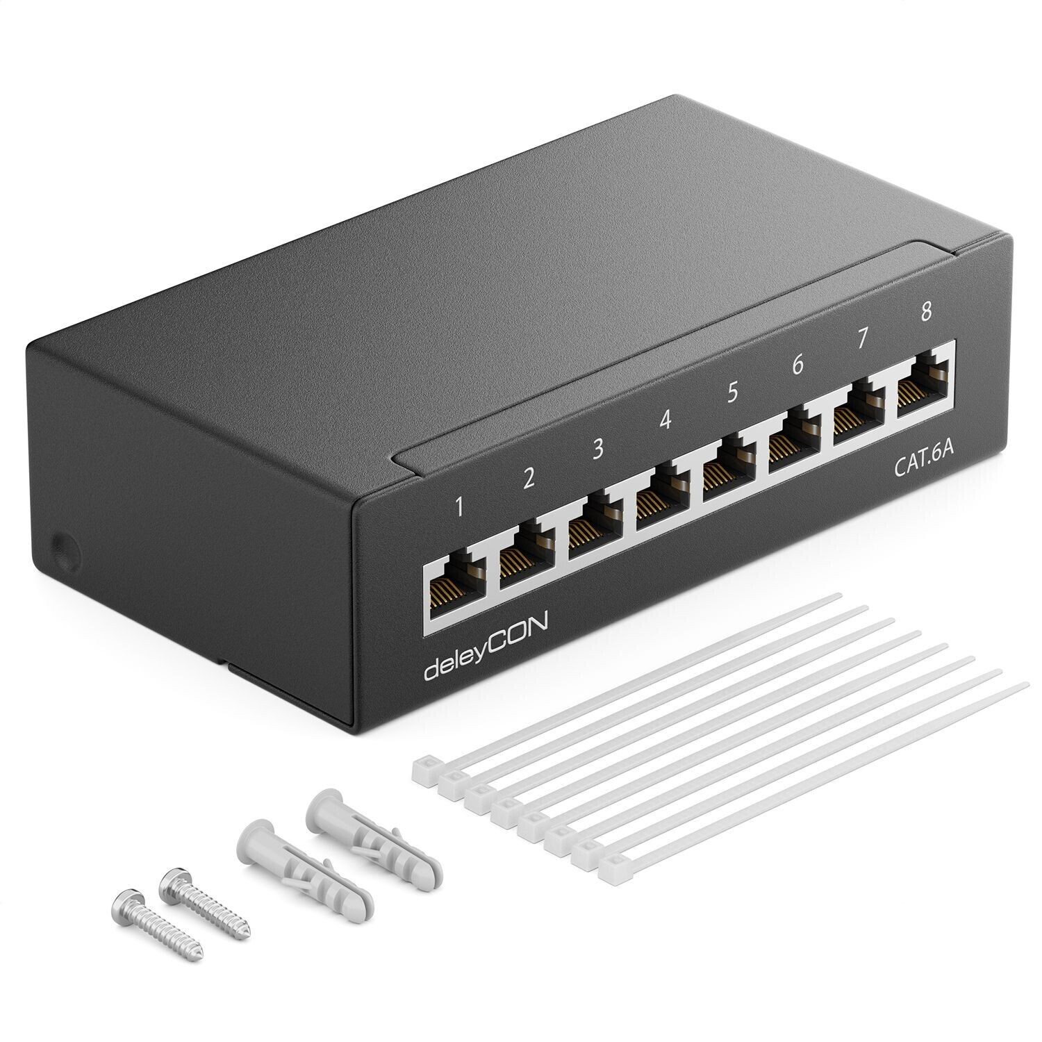 deleyCON CAT6a Patchpanel 8-Port