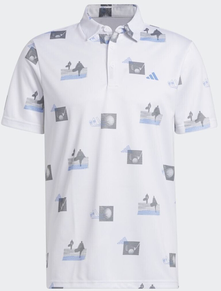 Adidas Allover-Print Golf Polo Shirt (HR7998) white/blue fusion/grey three