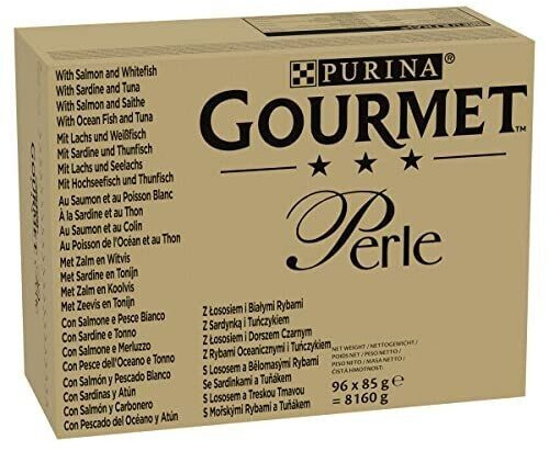 Gourmet Perle mega pack Wet Cat Food fish mix in sauce 96x85g