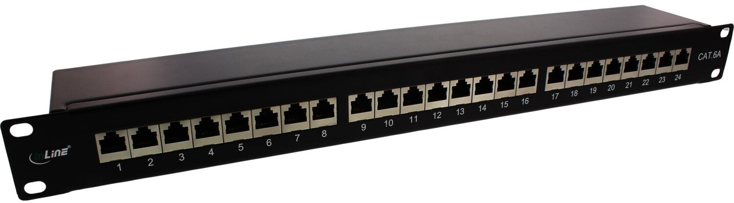 InLine Patch Panel 19 Cat.6A 24 Port 1U Black RAL 9005 (76824S)