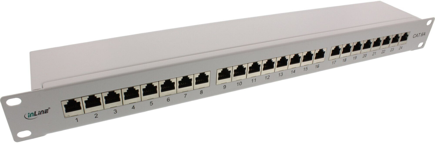 InLine Patch Panel 19 Cat.6A 24 Port 1U Light Grey RAL7035 (76824I)