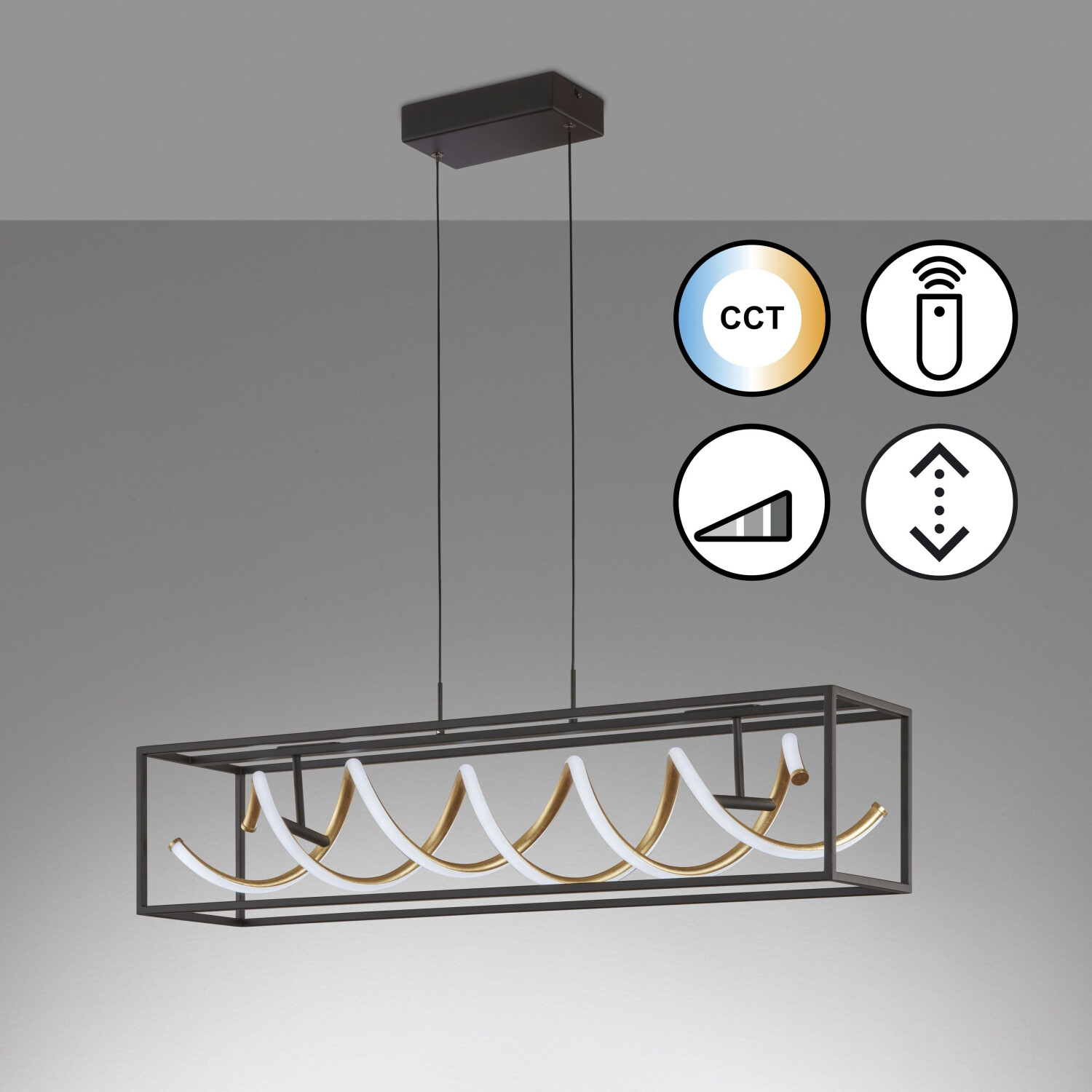 Fischer & Honsel 61046 LED pendant lamp Gian sand black gold leaf colored C