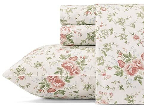 Laura Ashley Satin cotton bedding set Lilian Coral 203x152+253x228+76.2x50.8 cm Queen