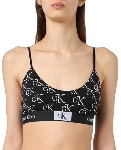 Calvin Klein Unlined Bralette Bra (000QF7216E) litho ck print black
