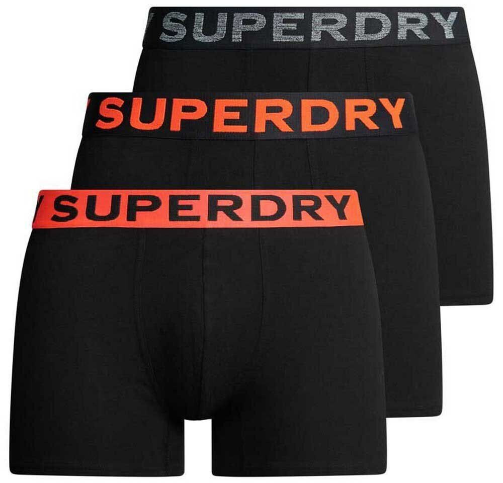 Superdry Men's Boxer Shorts 3-Pack - Black Mid Length Underwear, 95% Organic Cotton