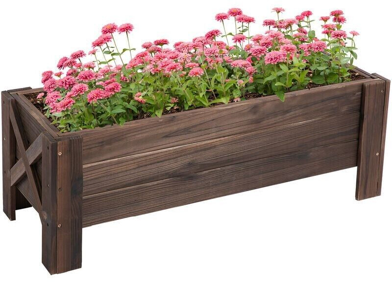 Outsunny Jardinière sur pieds bois massif 100 x 36,5 x 36 cm marron (845-458)