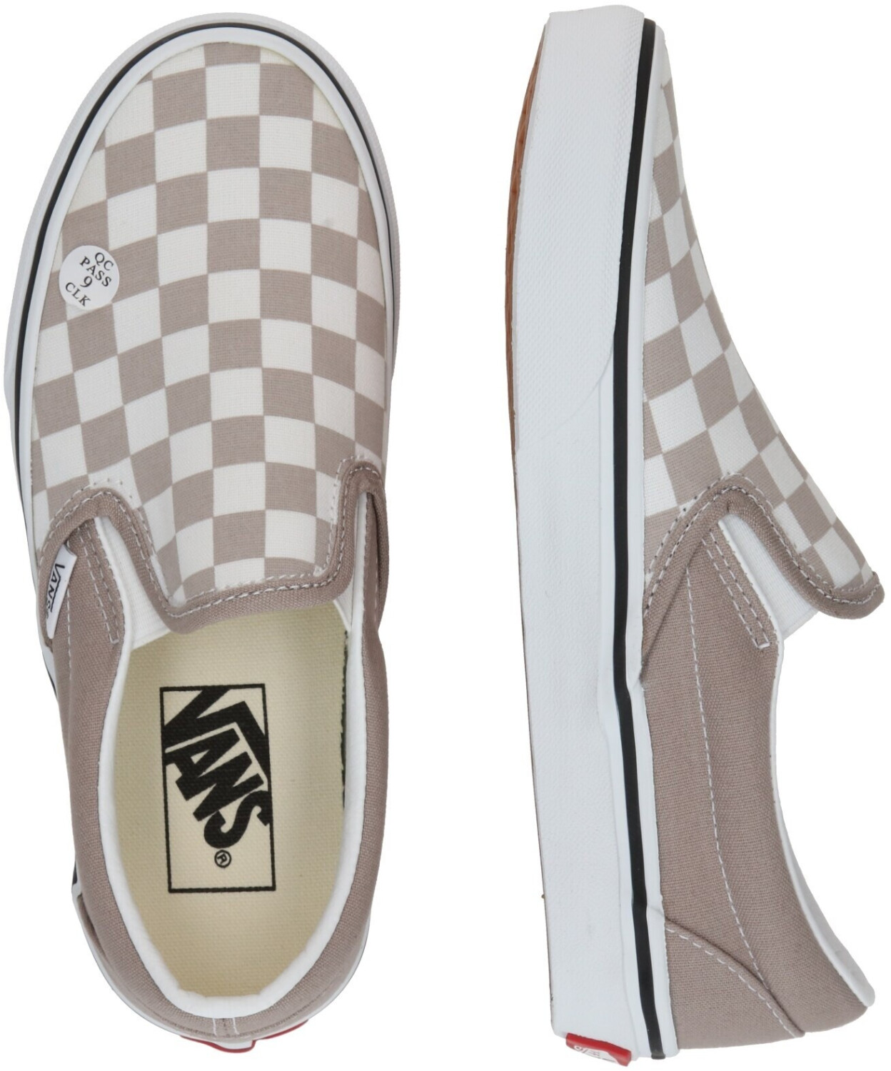 Beige leather vans slip on discount