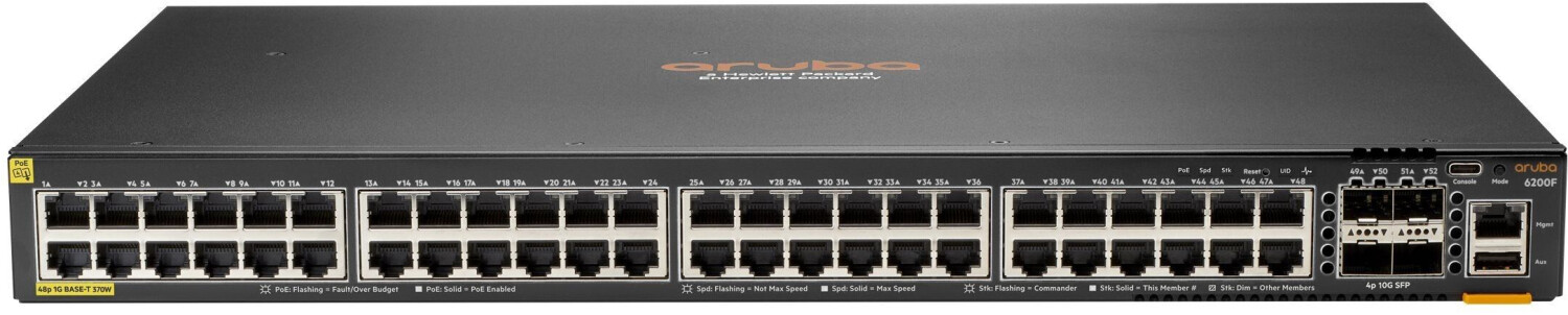 HPE Aruba 6200F 48G Class 4 PoE 4SFP+ 370W (JL727B)
