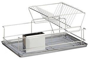 Relaxdays Draining rack 10020383, 2 levels, crockery and cutlery, stainless steel, 48x23x32cm, silver