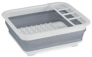 Relaxdays Draining rack 10027853, foldable, crockery and cutlery, plastic, 36x12x31cm, grey