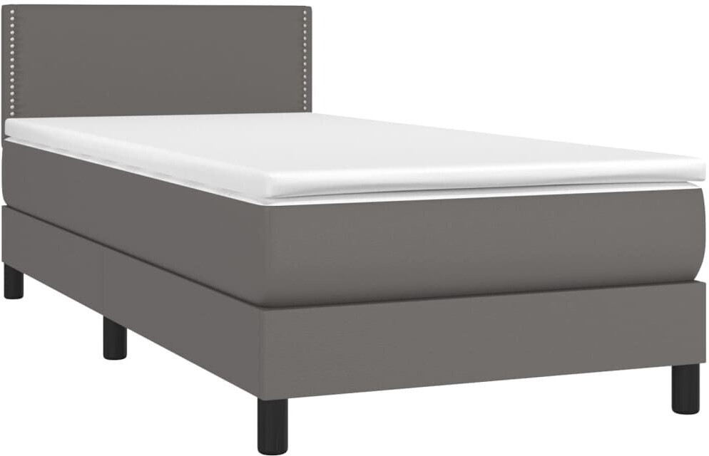 vidaXL Box spring bed with mattress & LED 100x200cm artificial leather (3134151)
