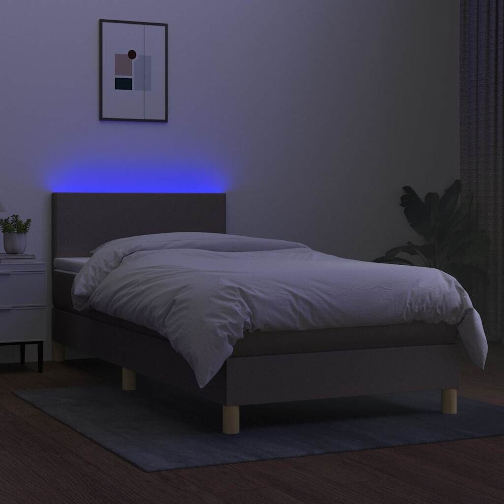 vidaXL Box spring bed with mattress & LED 100x200cm fabric (3133537)