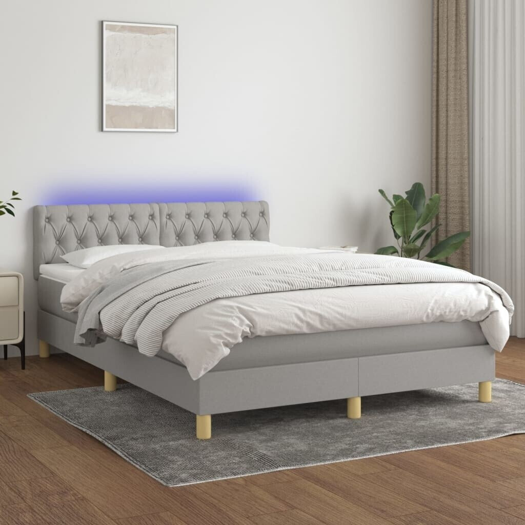 vidaXL Box spring bed with mattress & LED 100x200cm fabric (3133933)