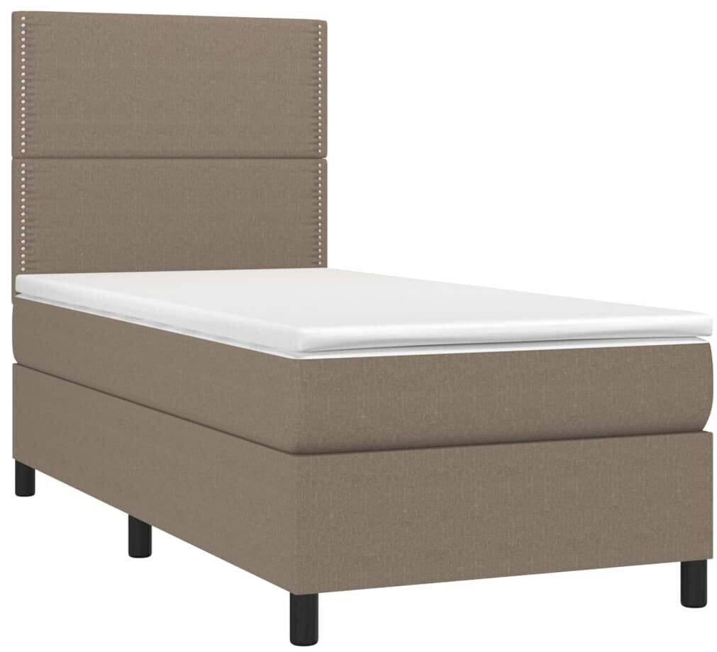 vidaXL Box spring bed with mattress & LED 100x200cm fabric (3134777)