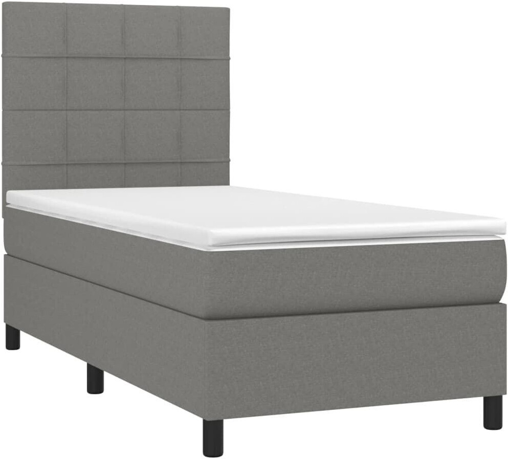 vidaXL Box spring bed with mattress & LED 100x200cm fabric (3134854)