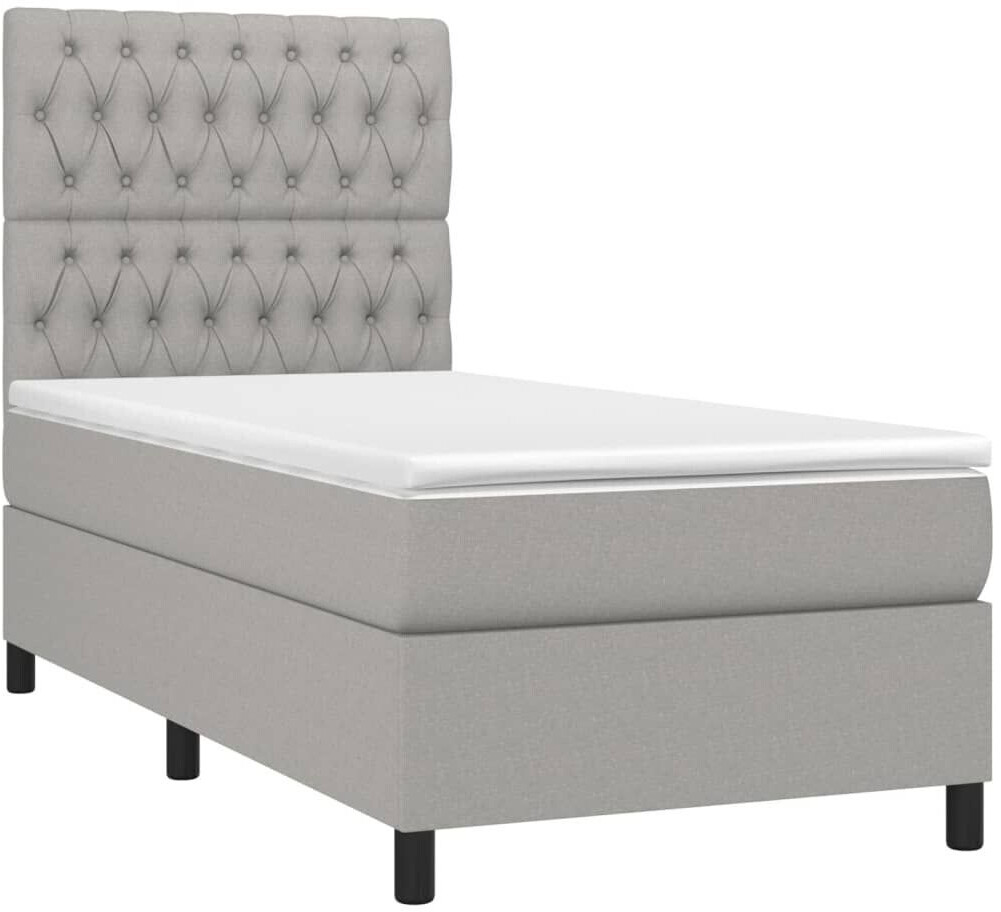 vidaXL Box spring bed with mattress & LED 100x200cm fabric (3135093)