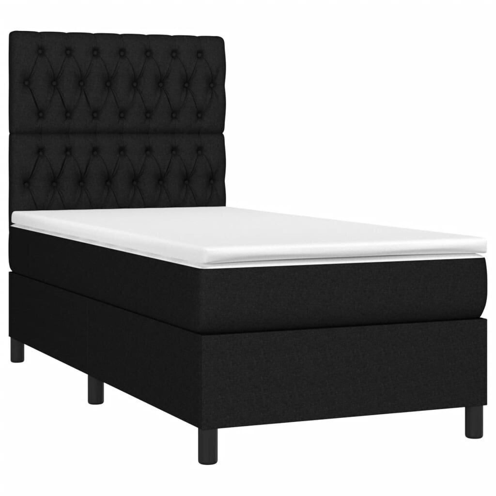 vidaXL Box spring bed with mattress & LED 100x200cm fabric (3135095)