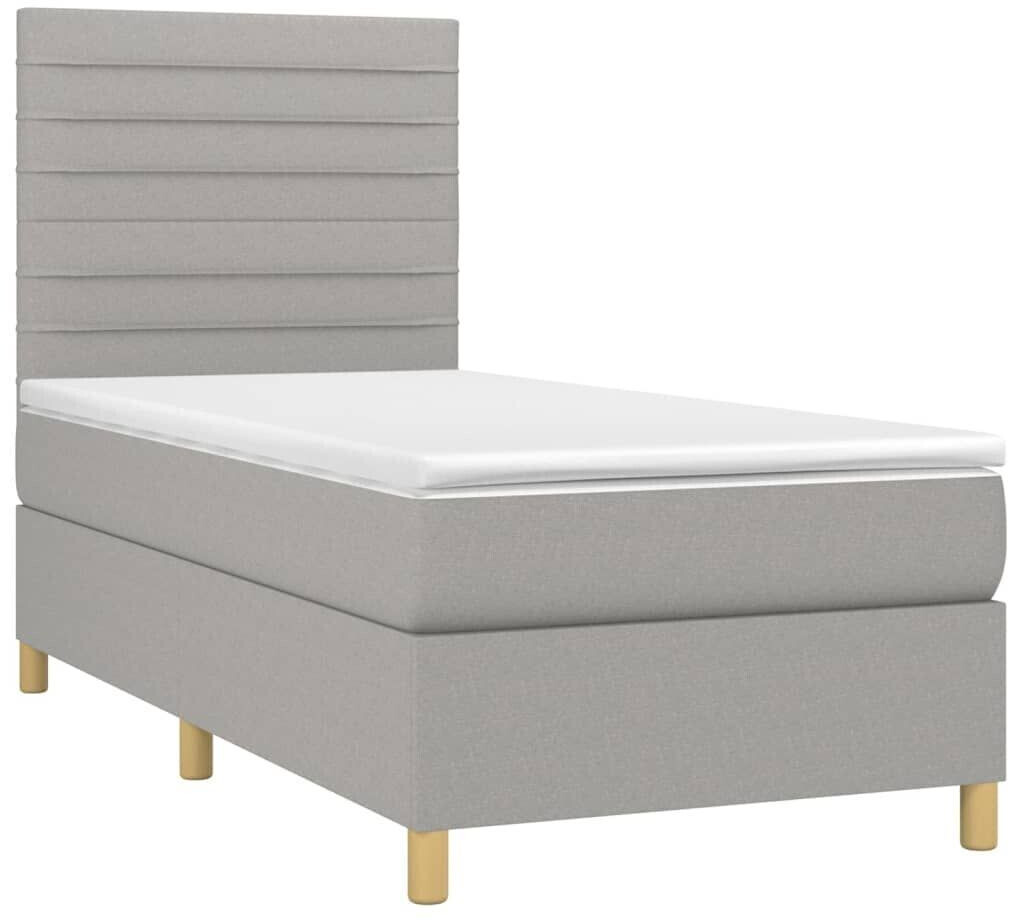 vidaXL Box spring bed with mattress & LED 100x200cm fabric (3135493)