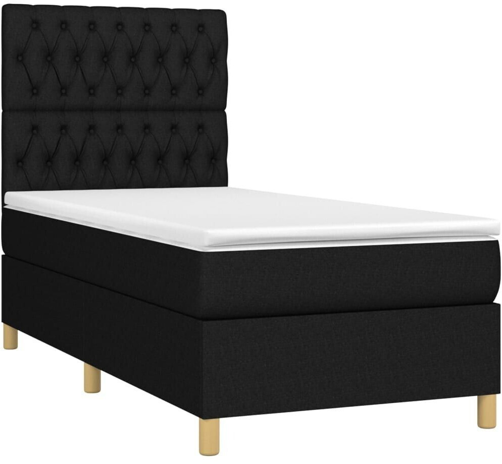 vidaXL Box spring bed with mattress & LED 100x200cm fabric (3135655)