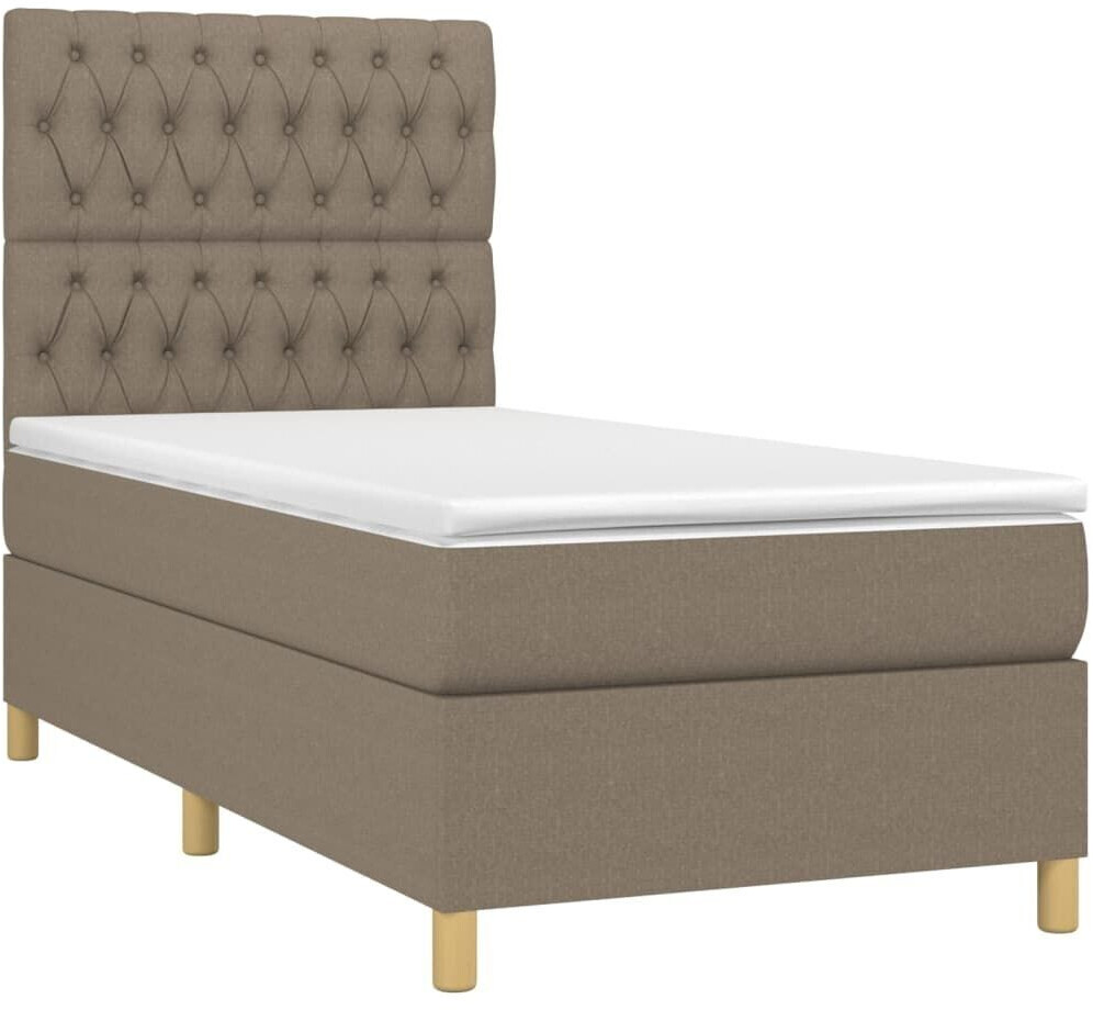 vidaXL Box spring bed with mattress & LED 100x200cm fabric (3135657)