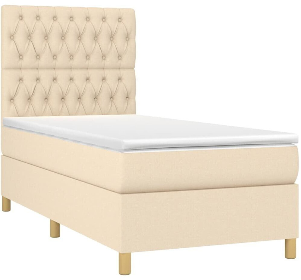 vidaXL Box spring bed with mattress & LED 100x200cm fabric (3135658)