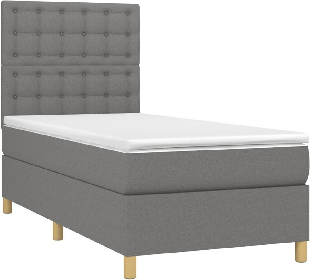 vidaXL Box spring bed with mattress & LED 100x200cm fabric (3135734)