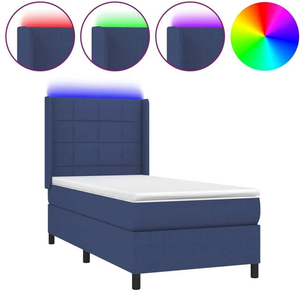 vidaXL Box spring bed with mattress & LED 100x200cm fabric (3138299)