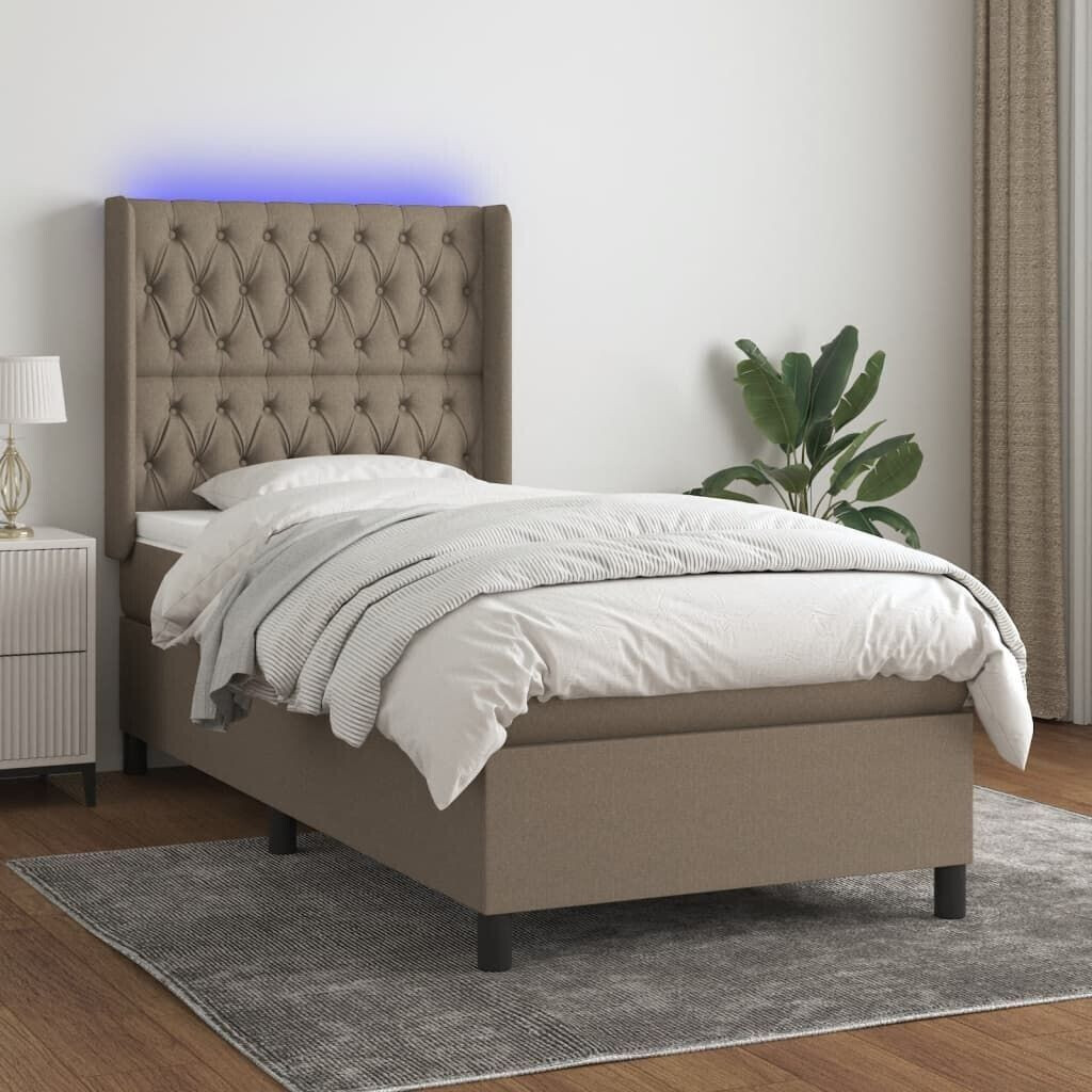vidaXL Box spring bed with mattress & LED 100x200cm fabric (3138537)