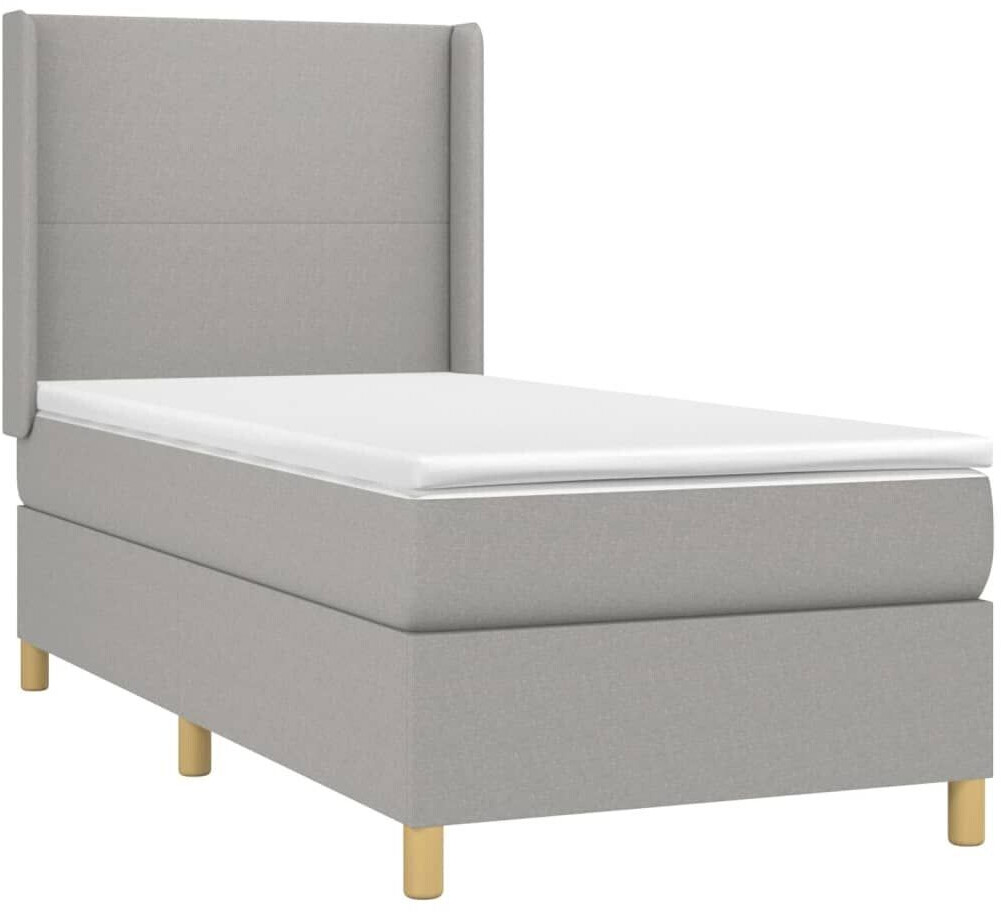 vidaXL Box spring bed with mattress & LED 100x200cm fabric (3138693)
