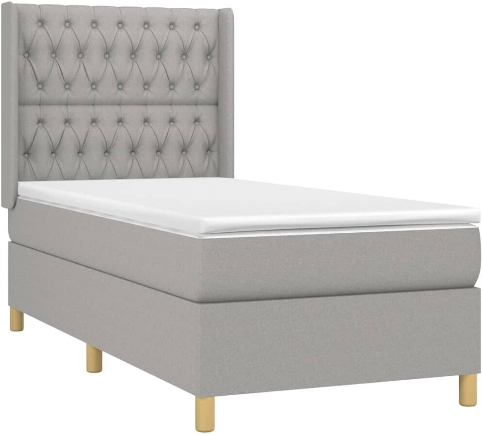 vidaXL Box spring bed with mattress & LED 100x200cm fabric (3139093)