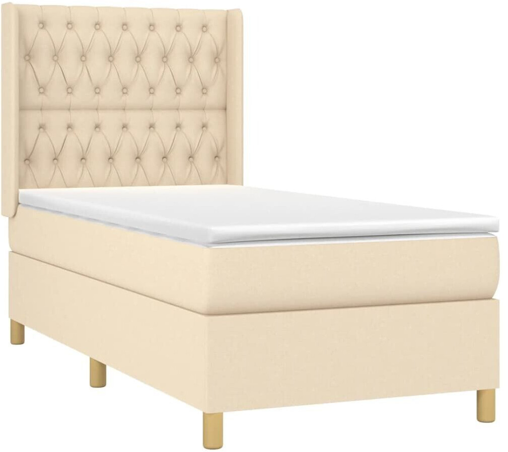 vidaXL Box spring bed with mattress & LED 100x200cm fabric (3139098)