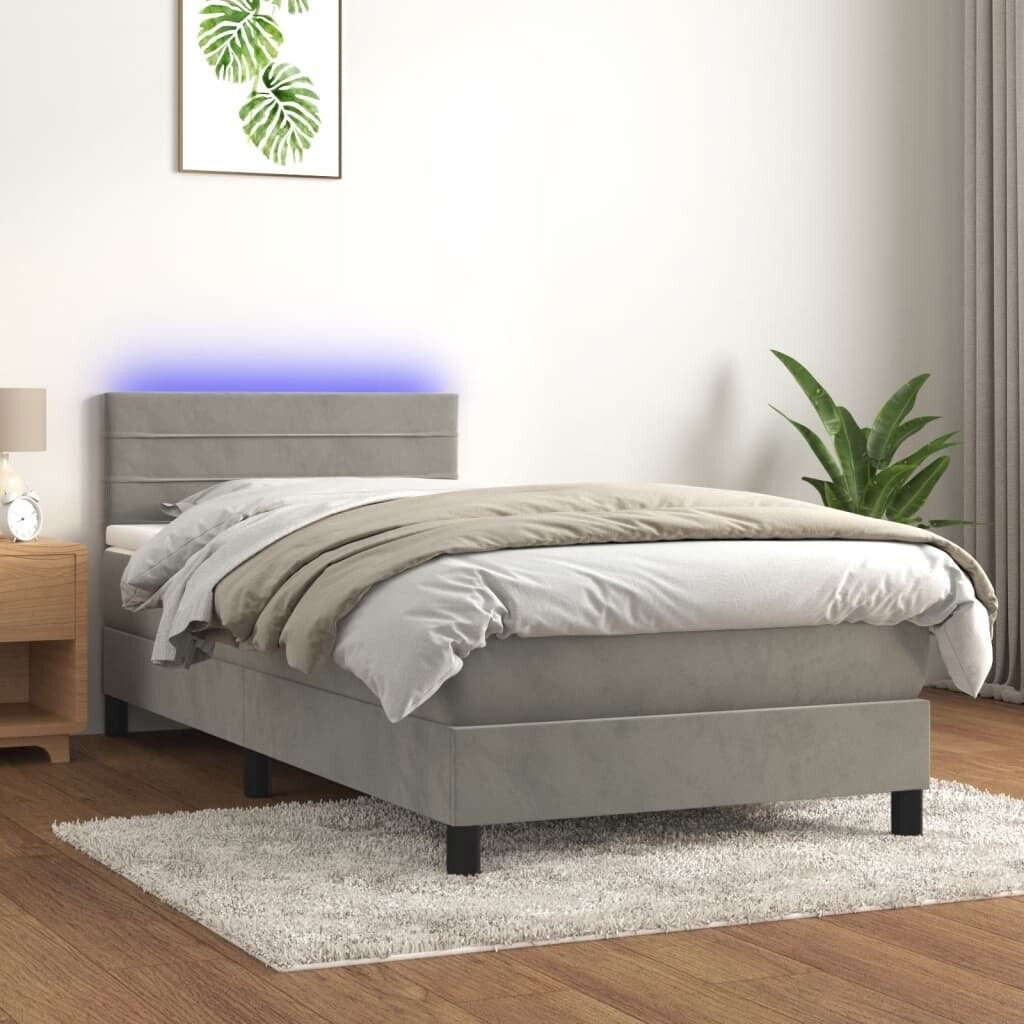 vidaXL Box spring bed with mattress & LED 100x200cm velvet (3134447)