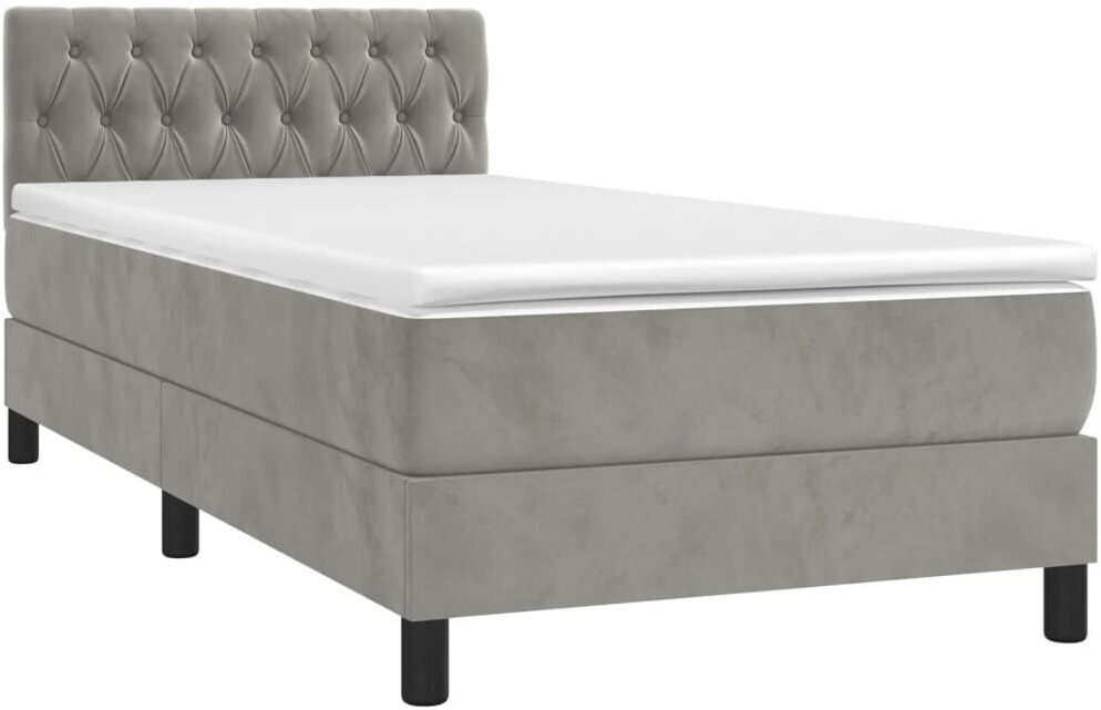 vidaXL Box spring bed with mattress & LED 100x200cm velvet (3134567)